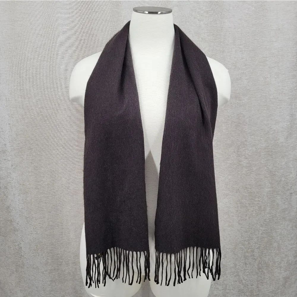 Club Room Cashmere Chocolate Brown Fringe Scarf